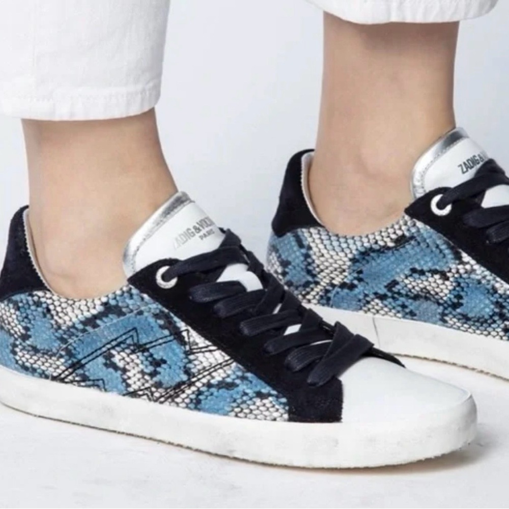 Zadig & Voltaire Blue and Black Patterned Sneakers